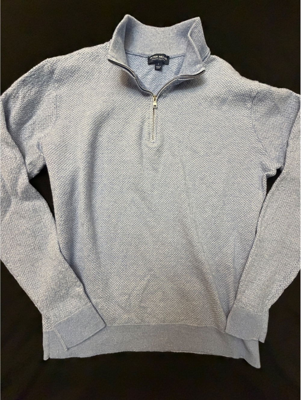 Peter Millar Crown Crafted Light Blue Half-Zip Pullover Sweater, Size Large
